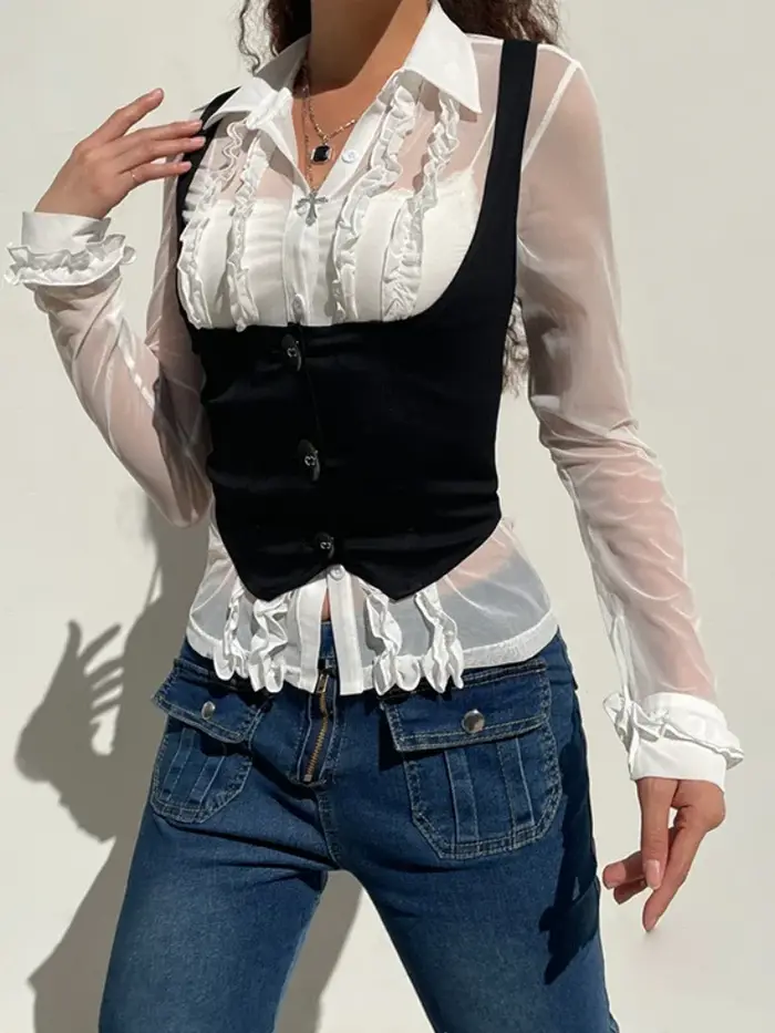 Orifice Goth-Corset Croisé Y2k pour Femme