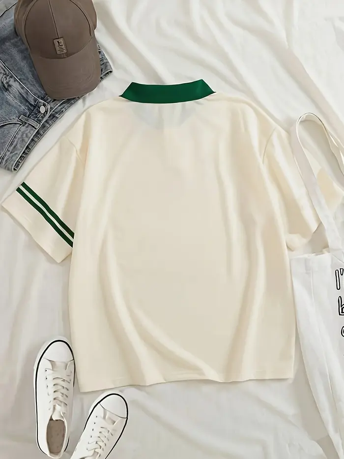 Drapeau brésilien imprimé col polo femme décontracté manches courtes à la mode