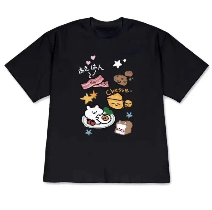 T-shirt Kawaii avec motif de chat japonais mignon, décontracté, à manches courtes, pour hommes et fe