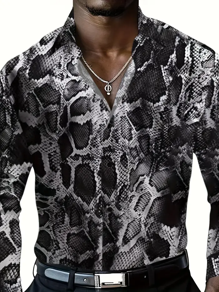 Chemise à manches longues imprimé léopard pour hommes