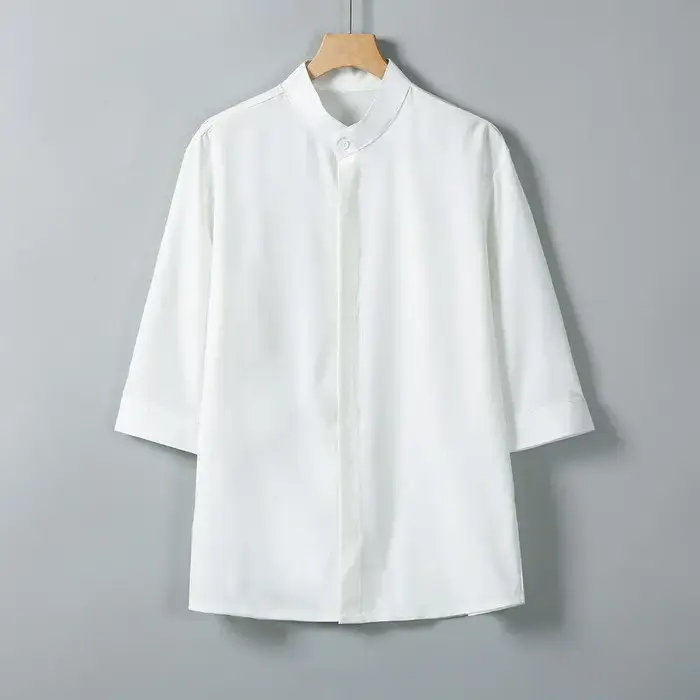 Chemise d'été à manches courtes et col Mandarin pour hommes