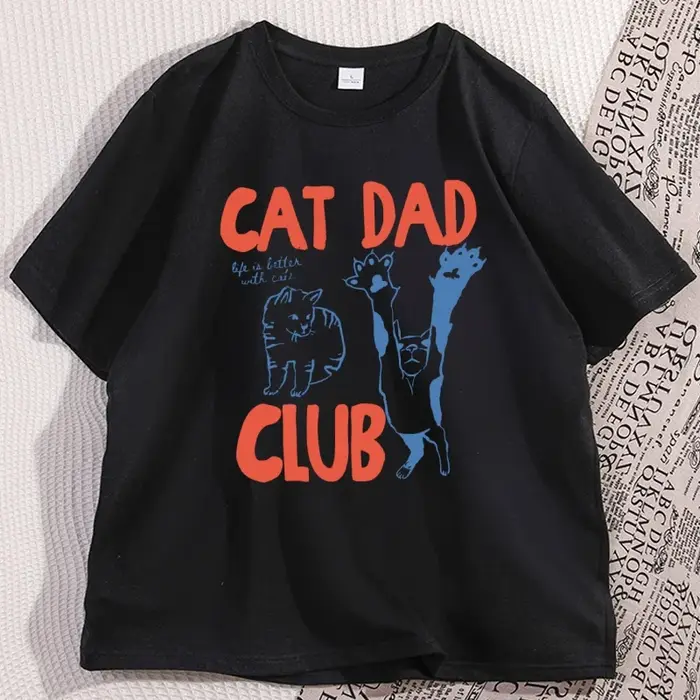 Chat papa T-Shirt drôle hommes décontracté