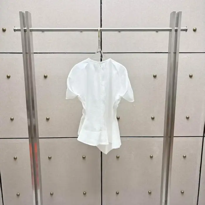 Haut asymétrique pour femme, T-shirt à col rond et manches courtes, Pull en coton et lin de haute qualité, 2026, Nouvelle arrivée, Y2K