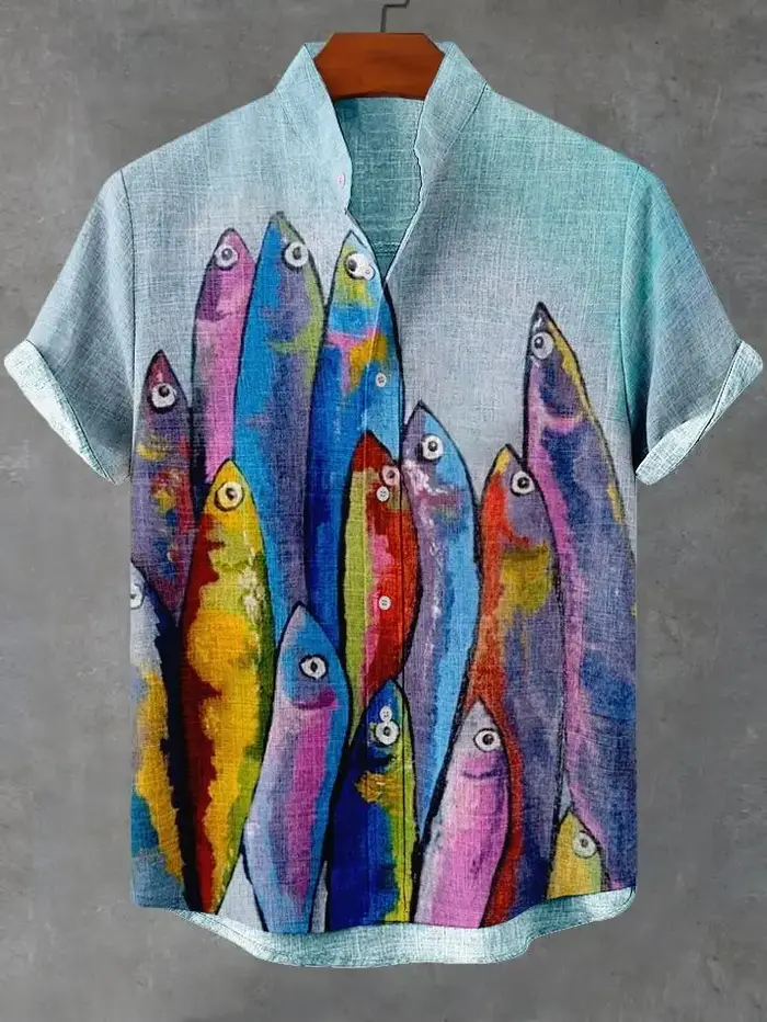 Chemise d'été décontractée à manches courtes pour hommes, chemise à revers boutonnée, hauts surdimen