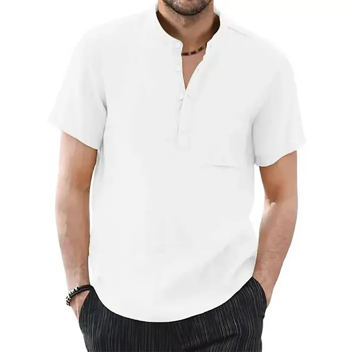 T-shirt à Manches Courtes en Coton et Lin pour Homme, Décontracté, Confortable, Respirant, Taille Am