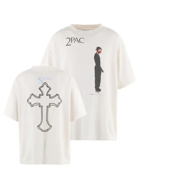 SAINT 2SS × 2PAC Joint T-shirt décontracté à manches courtes été hommes et femmes pur coton haute ru