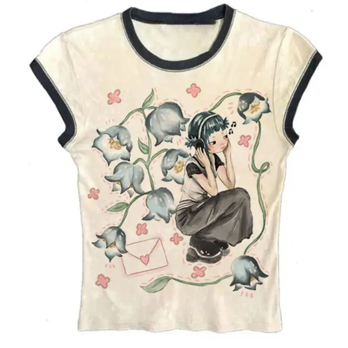 Y2K coréen populaire vêtements Emo esthétique été bébé T-shirt Streetwear gothique Harajuku graphique imprimé