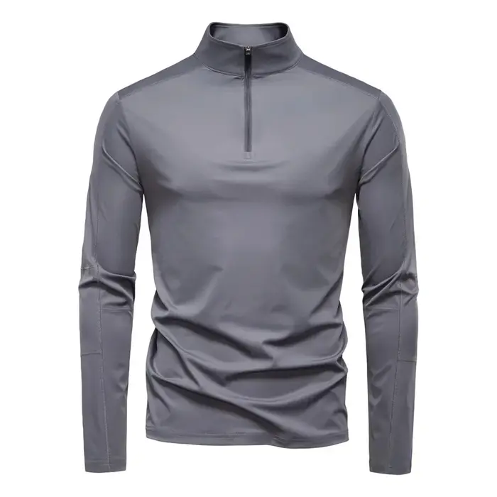 T-Shirt à manches longues pour hommes, chemise à Base de fermeture éclair, Protection UV, Protection