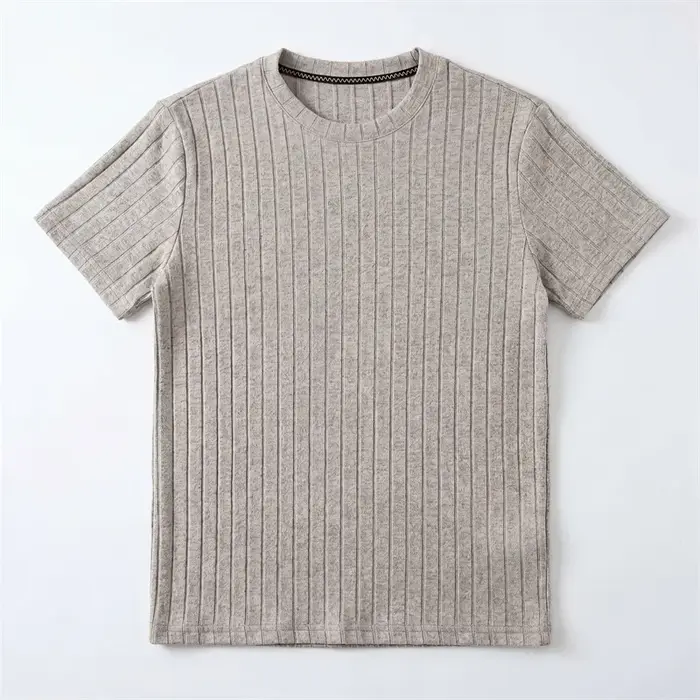 T-shirt à manches courtes en tricot côtelé pour hommes