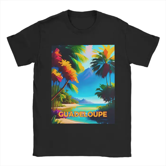 T-shirt Oversize d'été avec drapeau de la Guadeloupe – Nouveauté Gwada – T-shirts en coton pour couple – Motif génial – Hauts à manches courtes