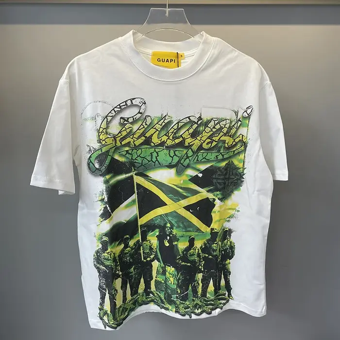 T-shirt vert avec logo Guapi White Revived V2 noir pour hommes et femmes