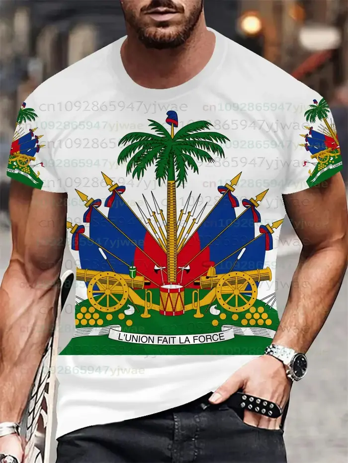 T-shirt imprimé drapeau d'Haïti
