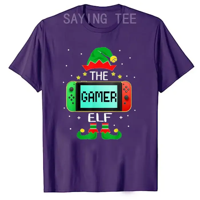 T-shirt de Noël elfe assressentiGamer Family Gaming pour enfants et hommes