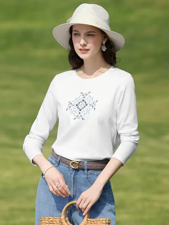 I BELIEVE YOU T-shirt blanc en coton à manches longues pour femme