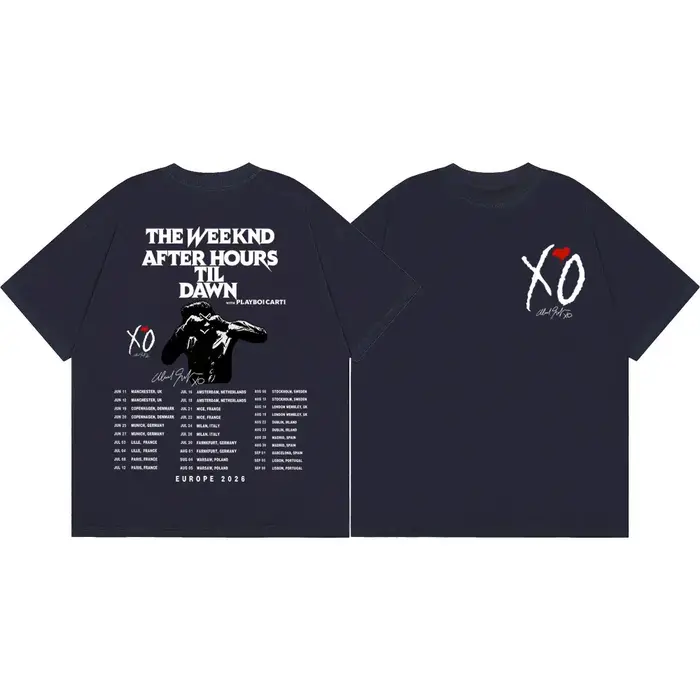 T-shirt graphique The Weeknd After Hours Til Dawn Tour 2026, T-shirts vintage hip-hop à manches courtes pour hommes et femmes, T-shirt décontracté tendance