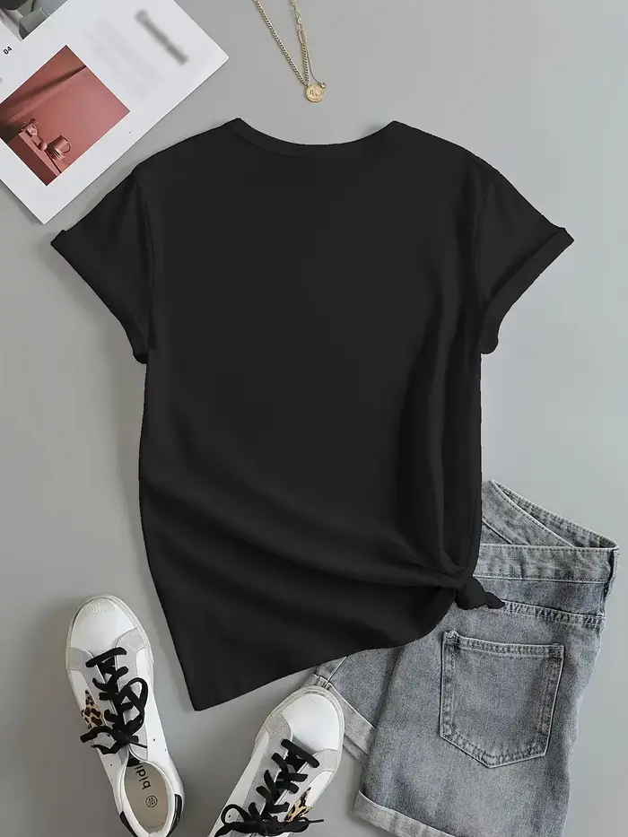 Ours mignon imprimé T-shirt à manches courtes col rond haut décontracté pour l'été et le printemps vêtements pour femmes