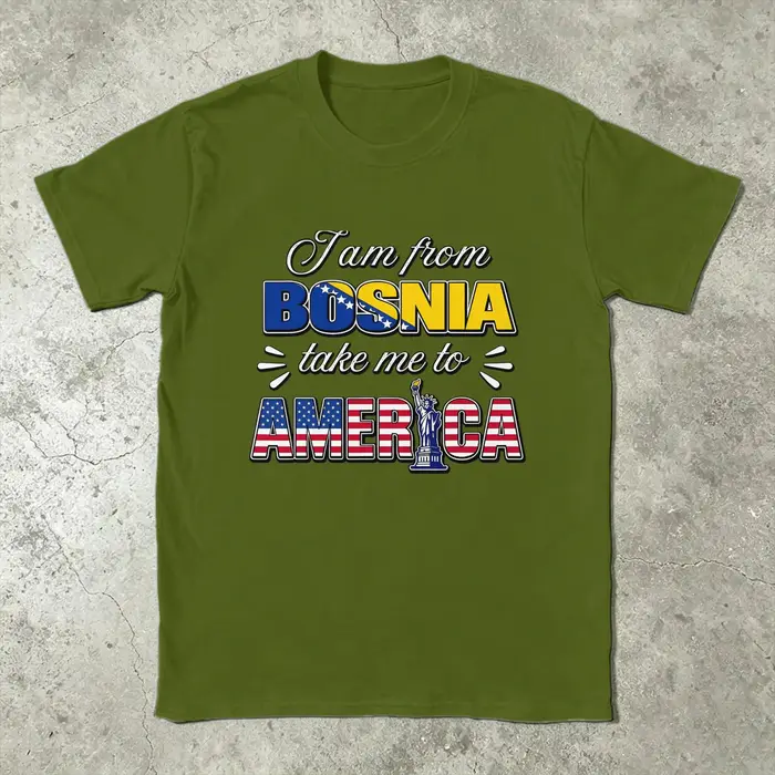 T-shirt vintage d'été « I Am From Bosnia Please Take Me To America »