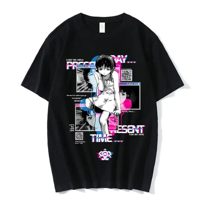 Anime expériences en série Lain T-Shirt hommes femmes graphique t-shirts unisexe Iwakura Manga fille
