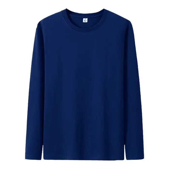 MRMT 2026 T-shirt Homme 180g en Coton Pur Couleur Unie Manches Longues Col Rond Ample Basique