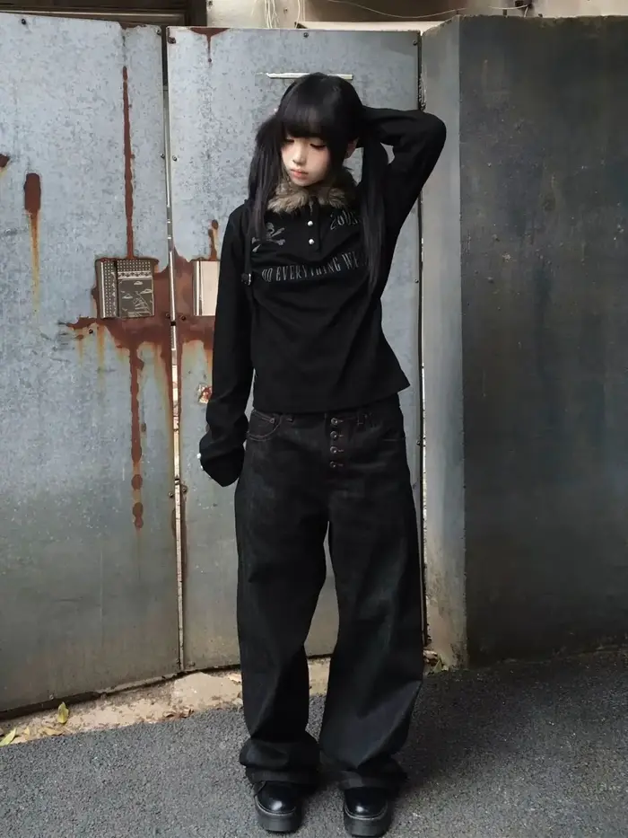 Polo d'hiver T-shirt Goth Punk Vintage Y2k années 2000