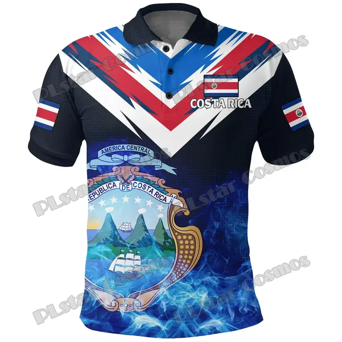 Chili & Costa Rica & El Salvador blason 3D imprimé hommes Polo été décontracté unisexe à manches courtes