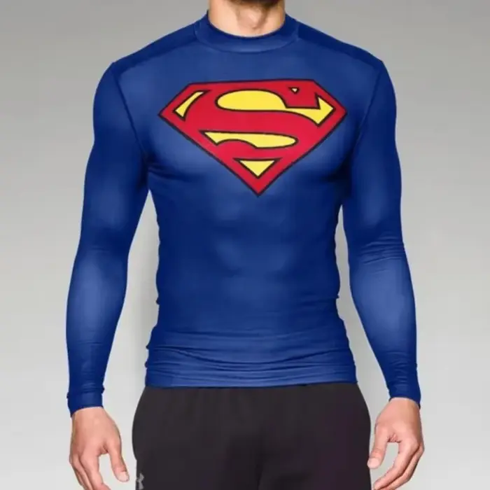 Chemise de compression Superman pour hommes, haut de sport décontracté à manches longues, vêtements 