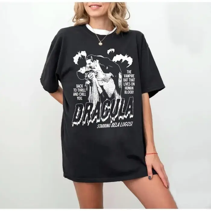 Bela Lugosi Dracula avec des chauves-souris t-shirt graphique rétro film d'horreur chemise Vintage Halloween amis