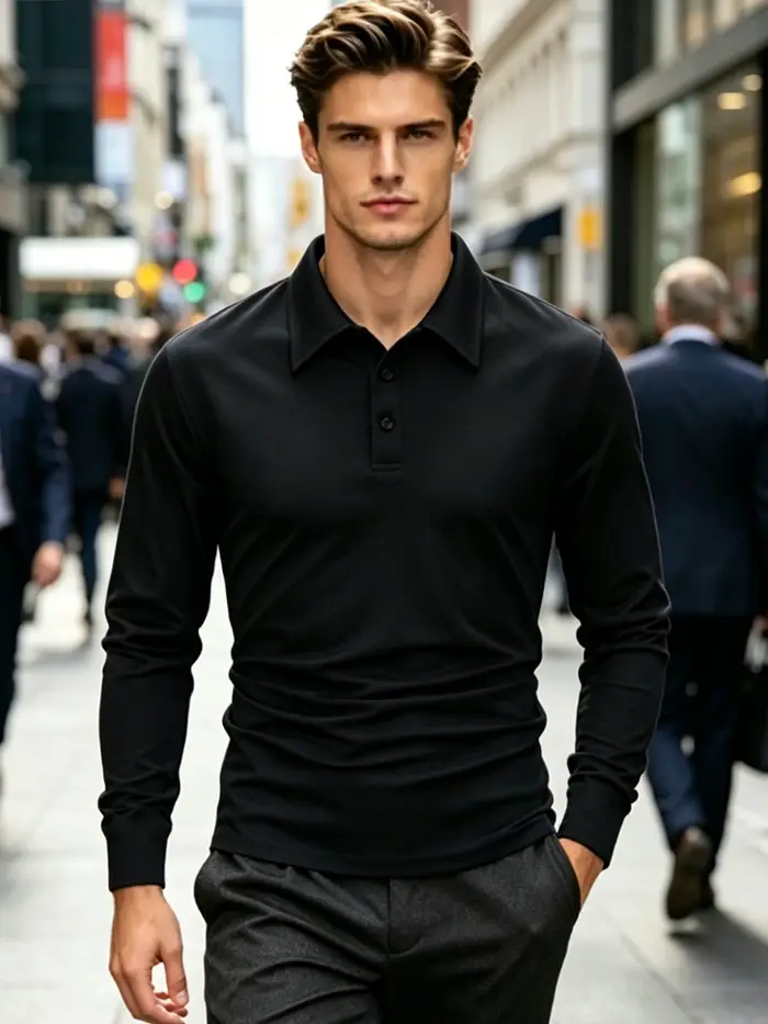 Polo à manches longues pour homme