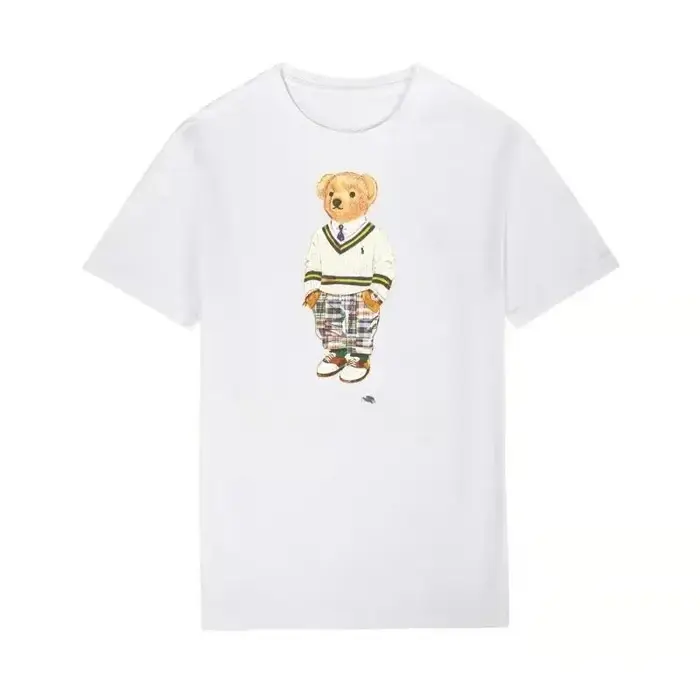 Nouveaux t-shirts en coton à imprimé ours Poloo pour hommes, respirants, de luxe haut de gamme, styl