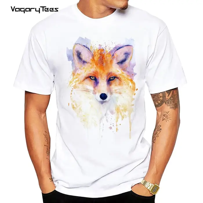 T-Shirt Manches Courtes avec Tête de Renard