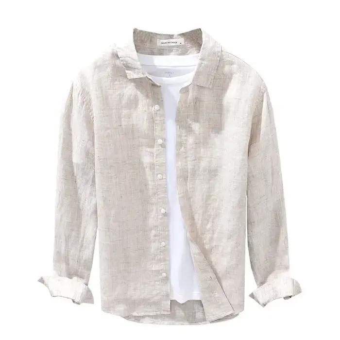 Chemise en lin à manches longues pour hommes