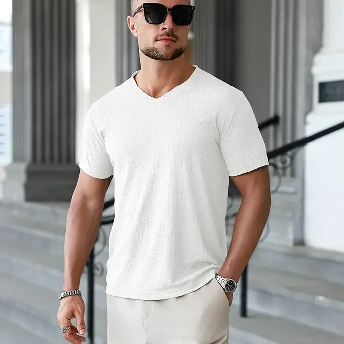T-shirt pour homme en soie glacée kaki