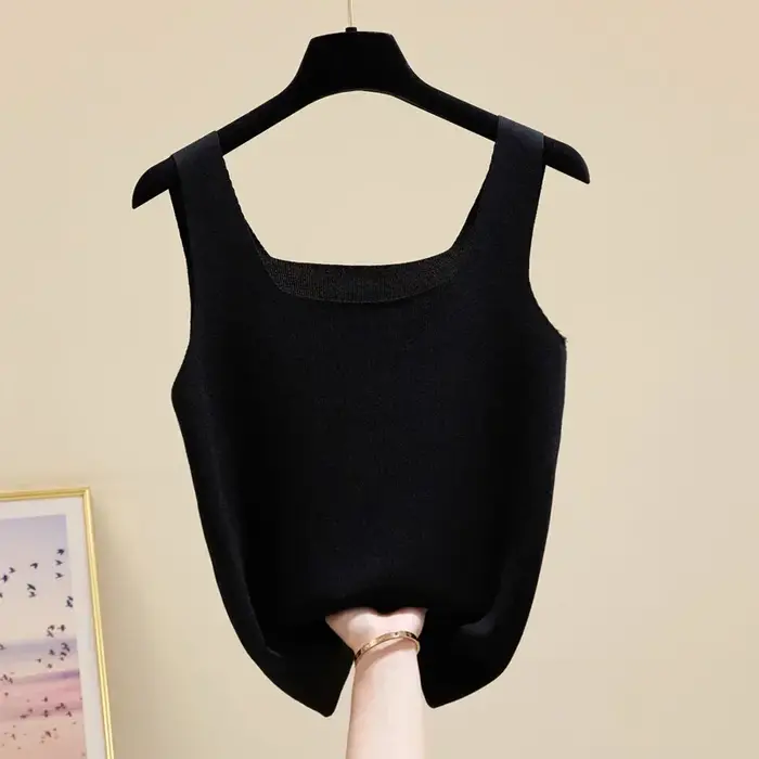 Nouveau débardeur femme col rond blanc et noir