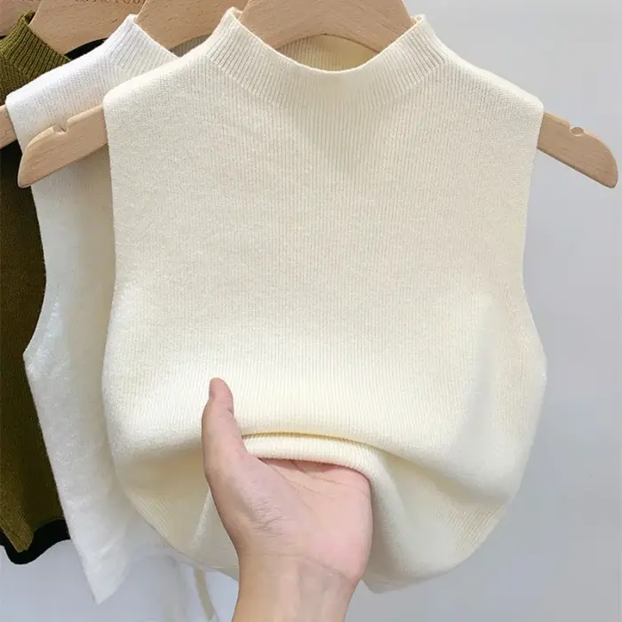 1 pièces printemps été femmes tricoté débardeurs fille mince hauts basique décontracté