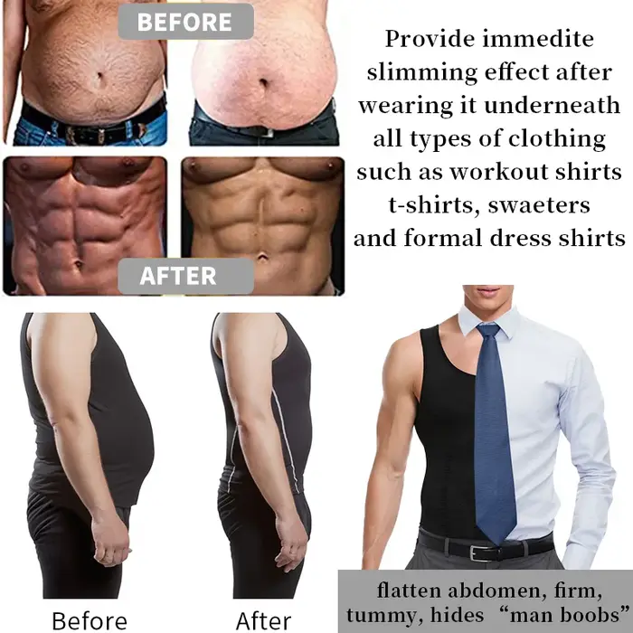Chemise pour hommes minceur corps Shaper gilet entraînement débardeurs Abs Abdomen sous-vêtements débardeur Shapewear