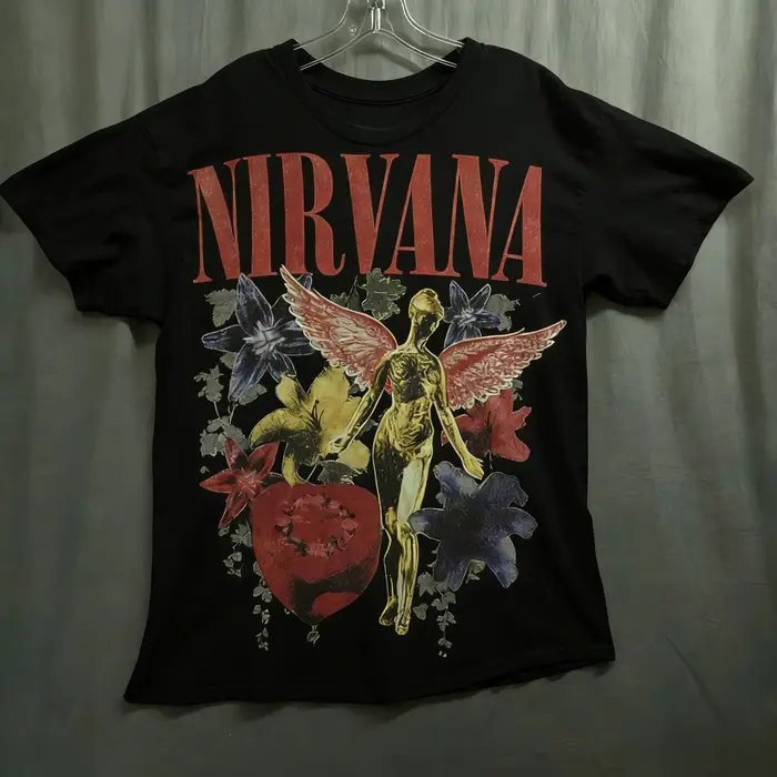 T-shirt à manches courtes et col rond Nirvana Vintage Rock Band