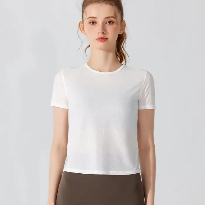 T-shirt de course respirant pour femmes, haut de yoga At Fit, manches courtes, dos ouvert, entraînem