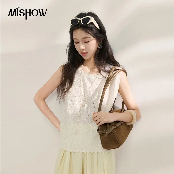 MISHOW – Nouveau débardeur élégant sans manches en dentelle tricotée pour femme