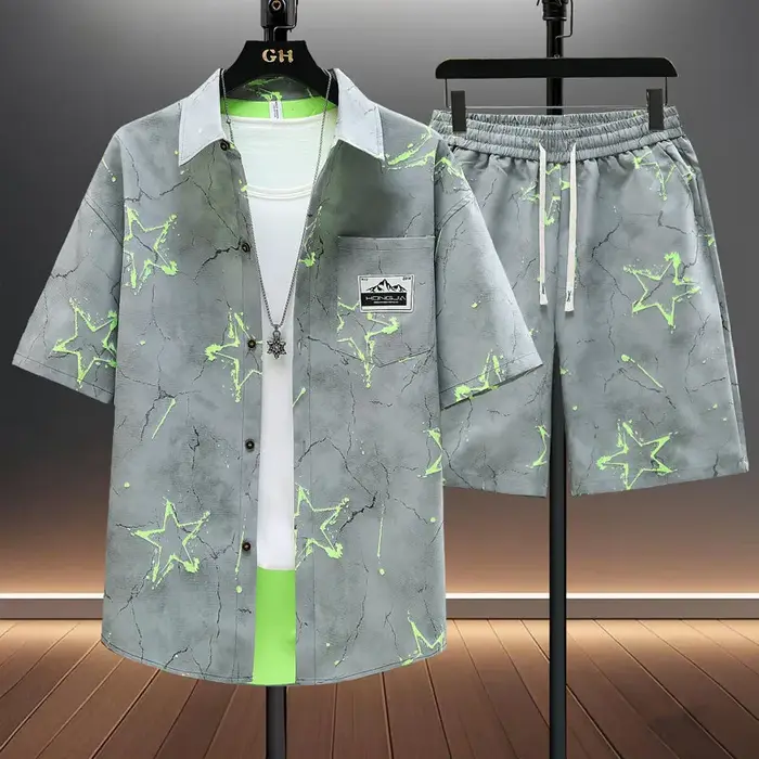 Chemises + shorts 2025 vêtements de sport d'été mode homme manches courtes imprimé ensembles
