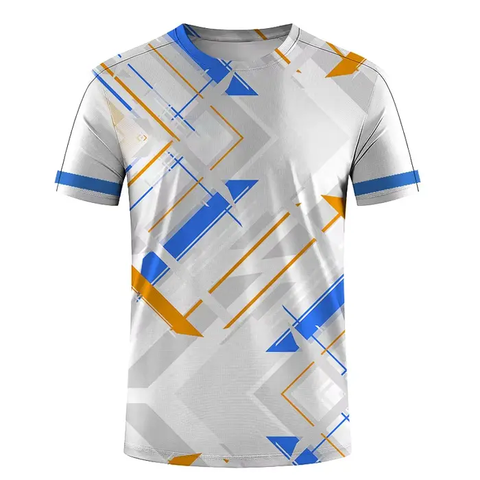 T-shirt à motif d'épissage géométrique coloré pour hommes