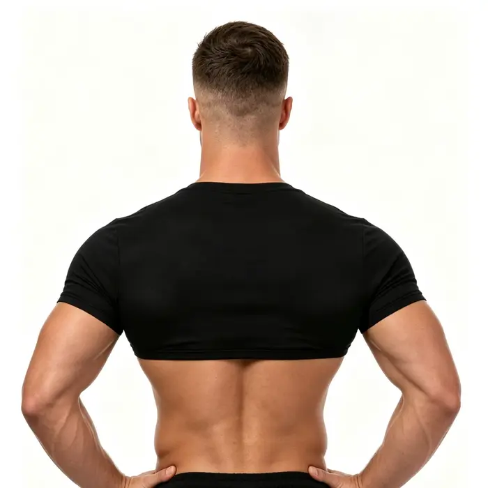 T-shirt court noir à manches courtes pour homme