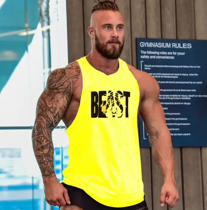 Vêtements de marque de gymnastique musculation Fitness débardeurs de course pour hommes entraînement gilet imprimé