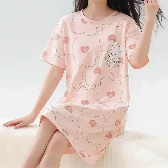 T-shirt imprimé sexy et mignon pour femme, chemise de nuit, vêtements de maison, tenue décontractée 