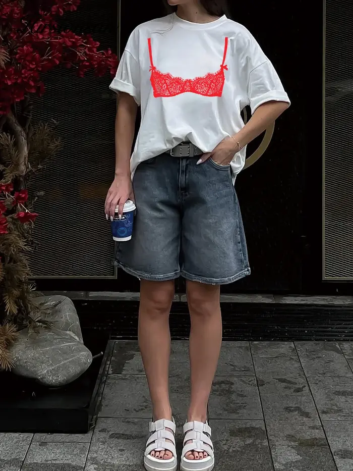 T-shirt Hirsionsan 100 % coton pour femme, nouvelle collection été 2026, coupe oversize, couleur uni