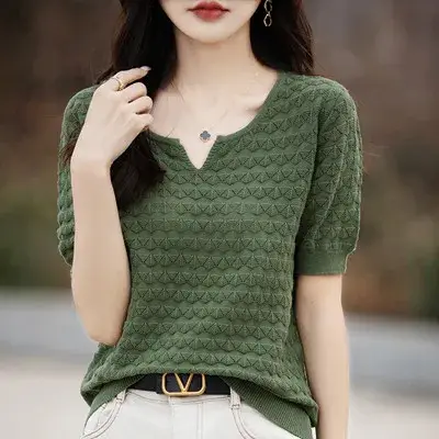 T-shirt en pur coton à manches courtes pour femmes