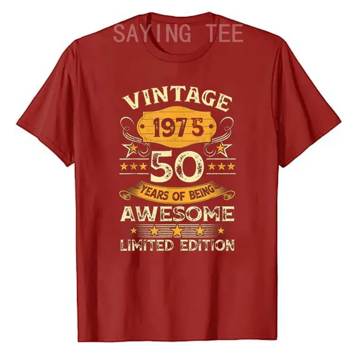 Vintage 1975 Cool 50 ans Bday hommes femmes 50th anniversaire T-Shirt né en 1975 disant génial