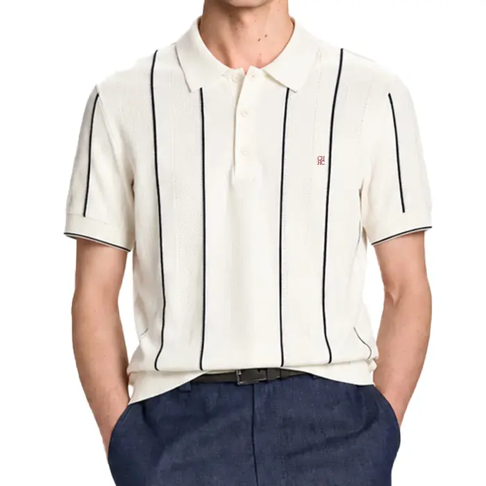 Polo en tricot rayé pour homme CH