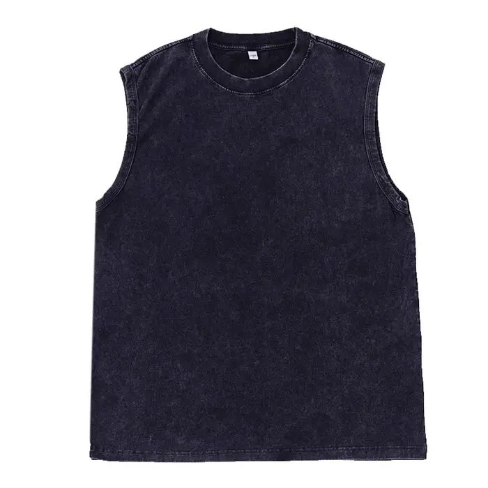 Hommes gilet Vintage lavé t-shirt 100% coton débardeurs été décontracté hauts sans manche Streetwear