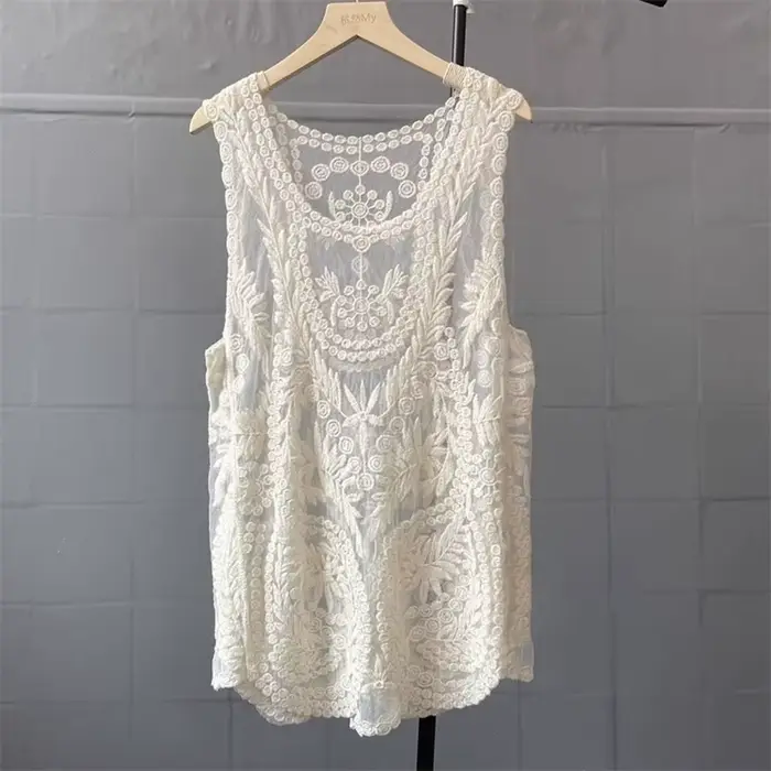 Chemise en crochet floral amissié pour femme, haut sexy en tricot, respirant, nouveau
