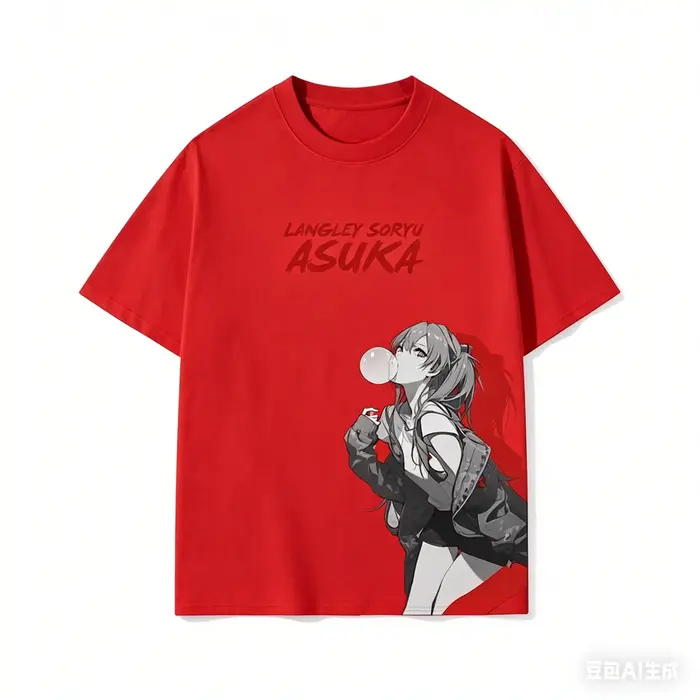T-shirt à manches courtes Asuka d'animation japonaise, été, Eva, pour hommes et femmes, en pur coton, à manches courtes, ample, tendance, décontracté